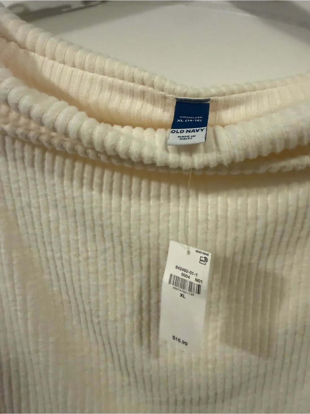 Old Navy Off-the-Shoulder Cream Ribbed Knit Sweater
